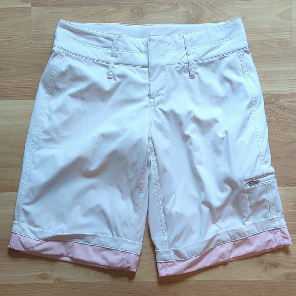 Women's White and Pink Shorts